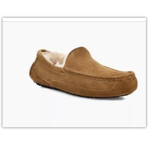 UGG ASCOT CHESTNUT MENS SUEDE SHEEPSKIN SLIPPERS MOCCASINS NWOB MSRP $110.00